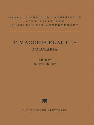 cover image of T. Maccius Plautus Aulularia